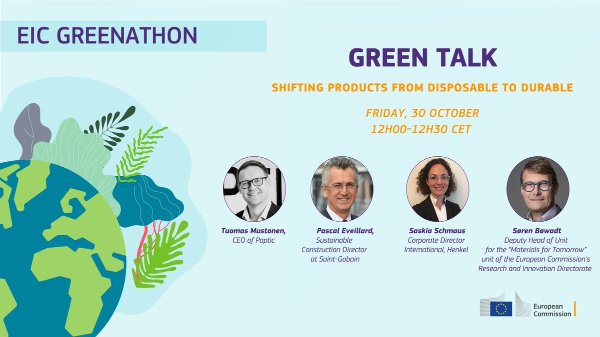 Ladies and Gentlemen, our #SMEs are getting ready to pitch! 📢

📍 Stay with us for the last day of #EUeic Greenathon and if you still want to be part of the event, register for the Green Talk!

How? Follow the link 👉🏻 bit.ly/3ogLC6S

#eicAccelerator #EUGreenDeal