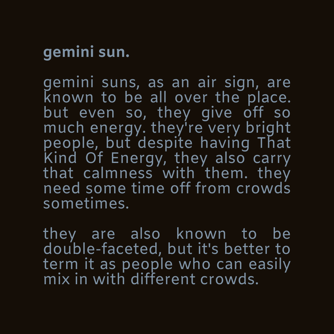  — gemini sun.one's sun sign is about their core and their individuality!