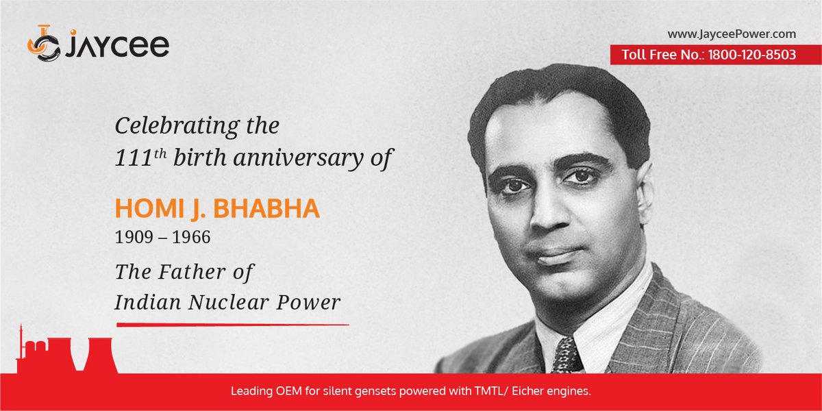 jaycee_power's tweet photo. Homi Jehangir Bhabha was an Indian physicist & visionary who realized that the development of nuclear energy was crucial for the industrial growth of the country, especially as the sources of power and energy were limited.
#Jayceepower #homijbhabha #HomiJehangirBhabha https://t.co/UF72Nic5cR