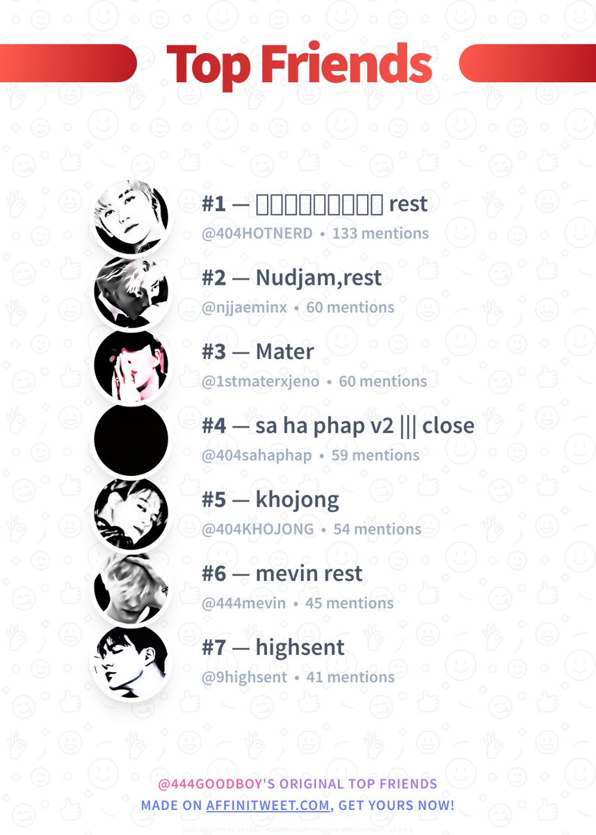✨ Top Friends

🥇 @404HOTNERD
🥈 <a href="/njjaeminx/">Nudjam,ย้ายแอค</a>
🥉 @1stmaterxjeno
🏅 <a href="/404sahaphap/">sa ha phap v2 ||| close</a>
🏅 @404KHOJONG
🏅 <a href="/444mevin/">mevin rest</a>
🏅 <a href="/9highsent/">close highsent ดูปักหมุดครับ</a>

➡️ affinitweet.com/top-friends