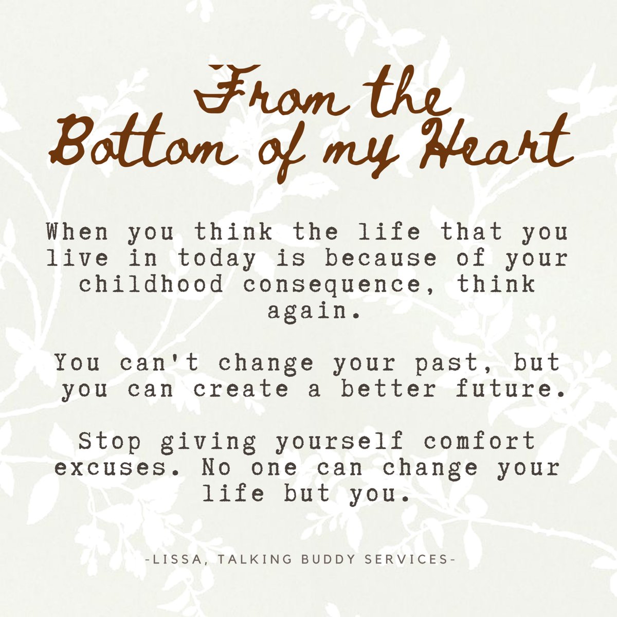 talkingbuddy_'s tweet photo. Better future.
#ItsOkayToNotBeOkay #TalkAboutEverything #Depression #UnhealthyThoughts #Lonely #Single #LoveQuotes #Quotes #Depression #Anxiety #PanicAttack #DepressionHelp #OnlineTherapy #MentalHealthMatters #WorldMentalHealthDay2020 #CMCO #COVID19 https://t.co/fthckndEa8