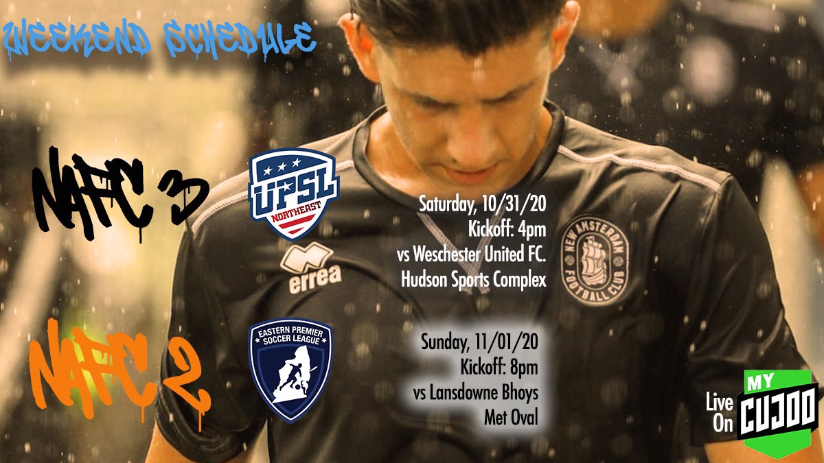 BronxRiverFC's tweet image. this weekend...
• • •
#nafc3-brfc
📅 Saturday, October 31st
🕓 4PM
📍 @hudsonsportscom 
🆚 @GoUnitedFC 
=====================
#nafc2-sasc
📅 Sunday, November 1st
🕗 8pm Kickoff
📍 #metoval 
🆚 @Lansdownebhoys