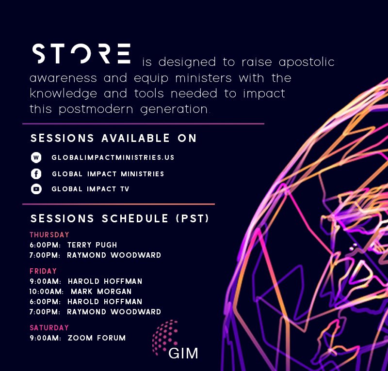 revmarkmorgan's tweet photo. We apologize for the date mixup! Please see the updated dates and times for our Virtual STORE Gathering! All sessions will be free of charge and available on our website, Facebook Live, and YouTube! #STORE @GIM_Official https://t.co/WWUxHm3Yft