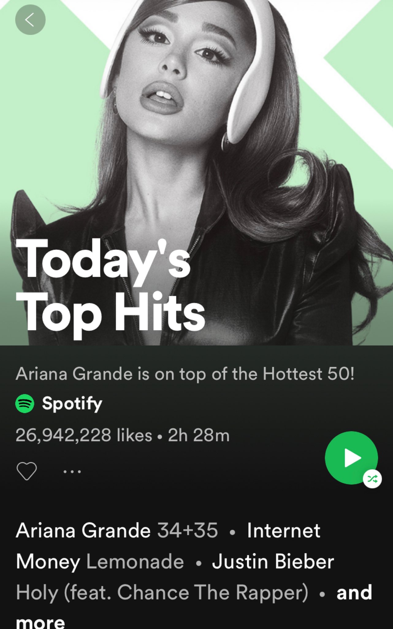 Ariana Grande Update 🌸 on Twitter: "34+35 is now the top of Today's Top Hits on #POSITIONS https://t.co/FfUWNgLQwO" / Twitter