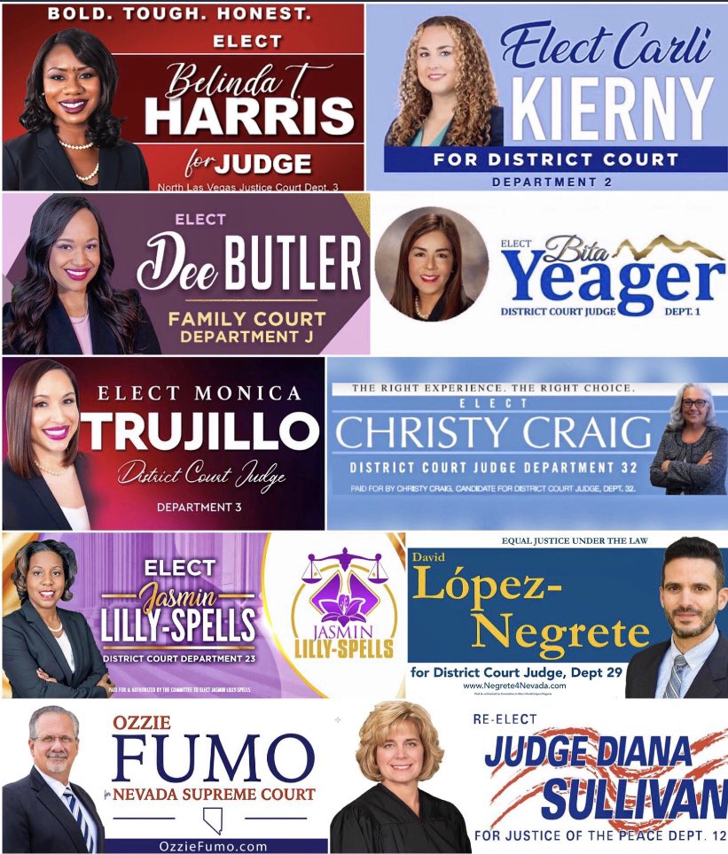 WencesPerezJr's tweet photo. Tomorrow is the last day to #EarlyVote Here are a few of the best judicial candidates on the ballot! #vote Banner credit goes to @JohnPiroNV https://t.co/tmOsoulE60