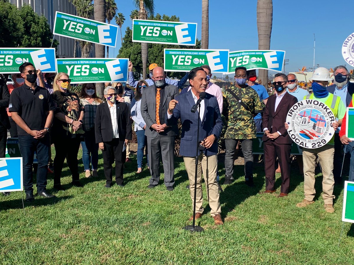 Midway residents and businesses are asking their fellow San Diegans to support Measure E. This would give their neighborhood the opportunity to convert strip malls and strip clubs into housing, parks &amp; a new Sports Arena. Vote #YesOnE.