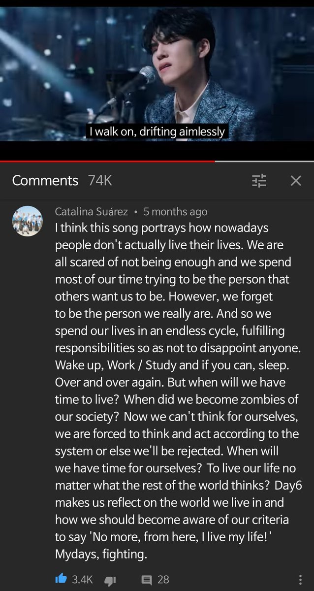  #MAMAVOTE  #DAY6This comment and the screen shot of the these lyrics are exactly how I felt (I'm getting better), when this song came At times we forget to live our own lives. I agree Day6's music makes me reflect on that and inspires me to make changes for a life that I want!