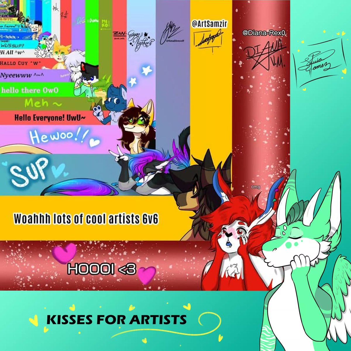 YoKirara18's tweet photo. Hace mucho quise hacer esto ~ 💖
Besitos para los artistas ✨ 

#furryart #furry #colagemdigital #colad #furrycummunity https://t.co/zlcLEZQUps