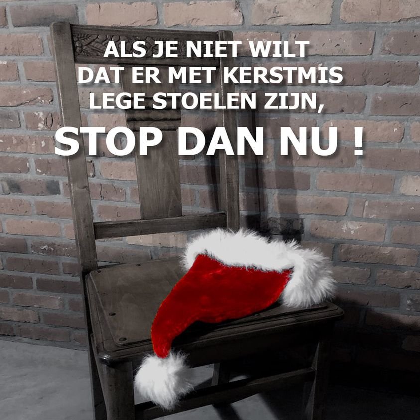 Prof Dr. Dewaele was duidelijk: “Als u niet wilt dat er met kerstmis lege stoelen zijn, stop dan nu!"
Laten we dat gewoon doen!
Voor alle gezondheidswerkers.
En voor elkaar.

#stopcorona
#safechristmas
#11miljoenredenen

RT = levens redden