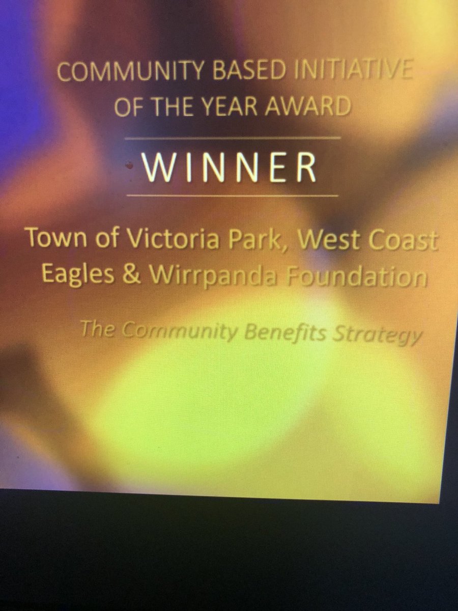 ⁦<a href="/WestCoastEagles/">West Coast Eagles</a>⁩ . ⁦<a href="/townofvicpark/">Town of Victoria Park</a>⁩ @WirraFoundation  ...Huge congratulations on Winning the National Award for Community Based Initiative 👏 🏅 ⭐️ ❤️