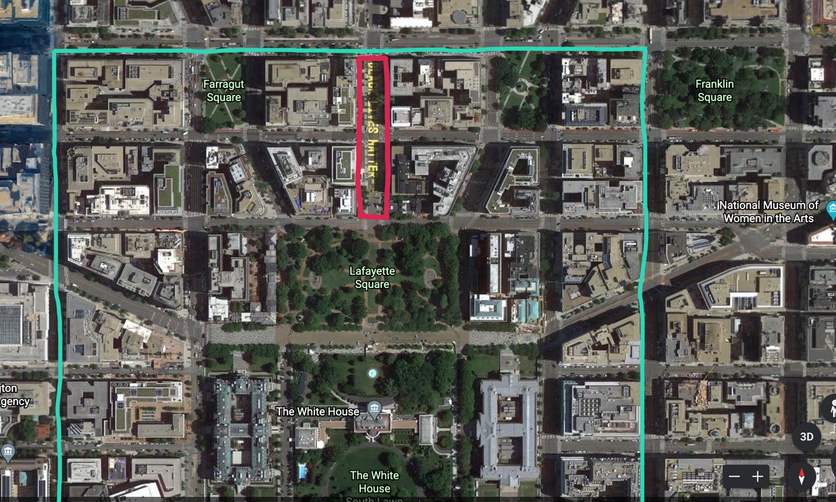 DC, as the seat of the US government, is a special case where it's proper to federalize city police and National Guard. The feds should enlarge the security perimeter around the White House along my aquamarine lines 18th St to the west, K St to the north, and 14th St to the east.