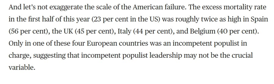 3/ Where Niall Ferguson goes wrong is in his comparison of the USA (a huge, widely sprawling country) to European countries. NY, NJ and CT states in the US rival or surpass the worst (Italy, Spain, the UK, Belgium) in Europe.