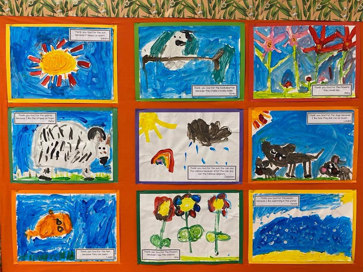 SAWanneroo's tweet photo. Our Pre-Primary students are so talented! To mark the Nyoongar season of Kambarang, which takes place in October and November, they created these beautiful artworks inspired by a prayer #EmbraceDiversity #StAnthonysWay #AlwaysWasAlwaysWillBe #Art https://t.co/UBR2NrURYV
