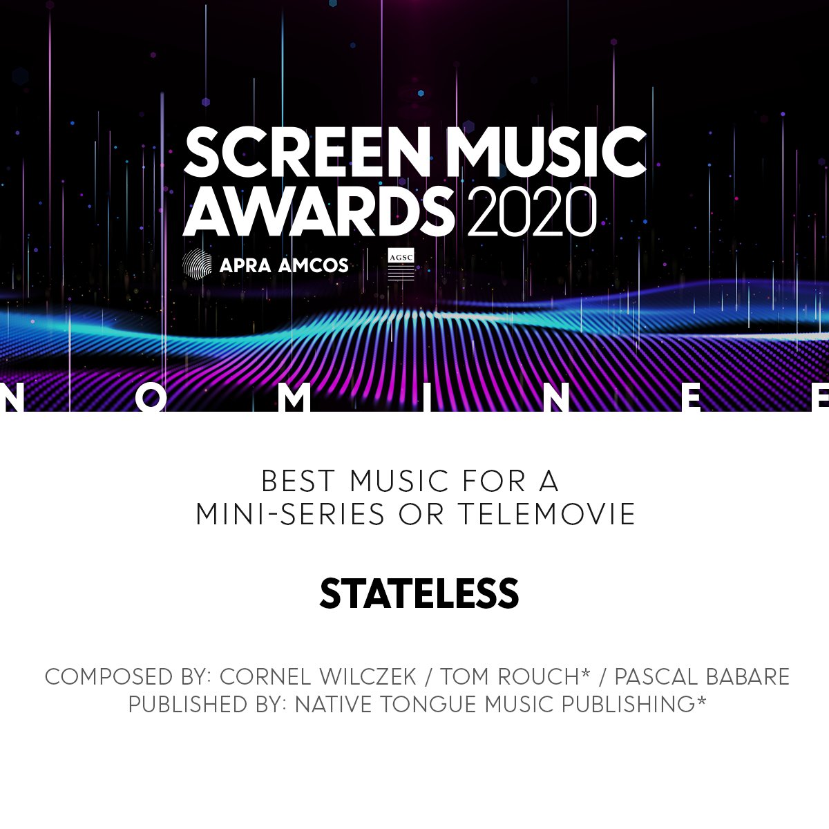 t_e_rouch's tweet photo. Very humbled to receive a nomination in this years @APRAAMCOS @We_are_AGSC Screen Music Awards. Was such an honour and a pleasure to work alongside such amazing composers @corneliusw an @pascal_babare https://t.co/yH2n8NLy4O