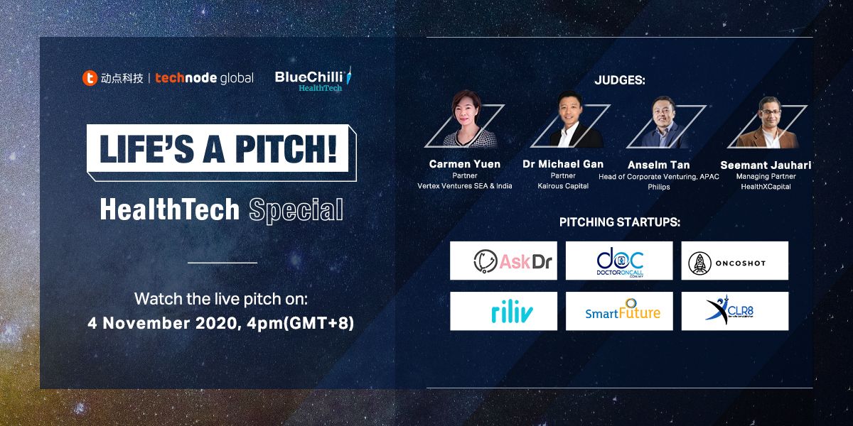 TechNodeGlobal's tweet photo. 👏 Congratulations to the finalists of Life’s A Pitch! HealthTech Special in collaboration with @BlueChilliGroup: Catch Cold or Catch Gold! — @askdrHQ, #DoctorOnCall, @oncoshot, @riliv_app, @getmedcheck and #XCLR8Technologies | 📰 https://t.co/QSsnXb7lBW https://t.co/f1T7QVAQ5k