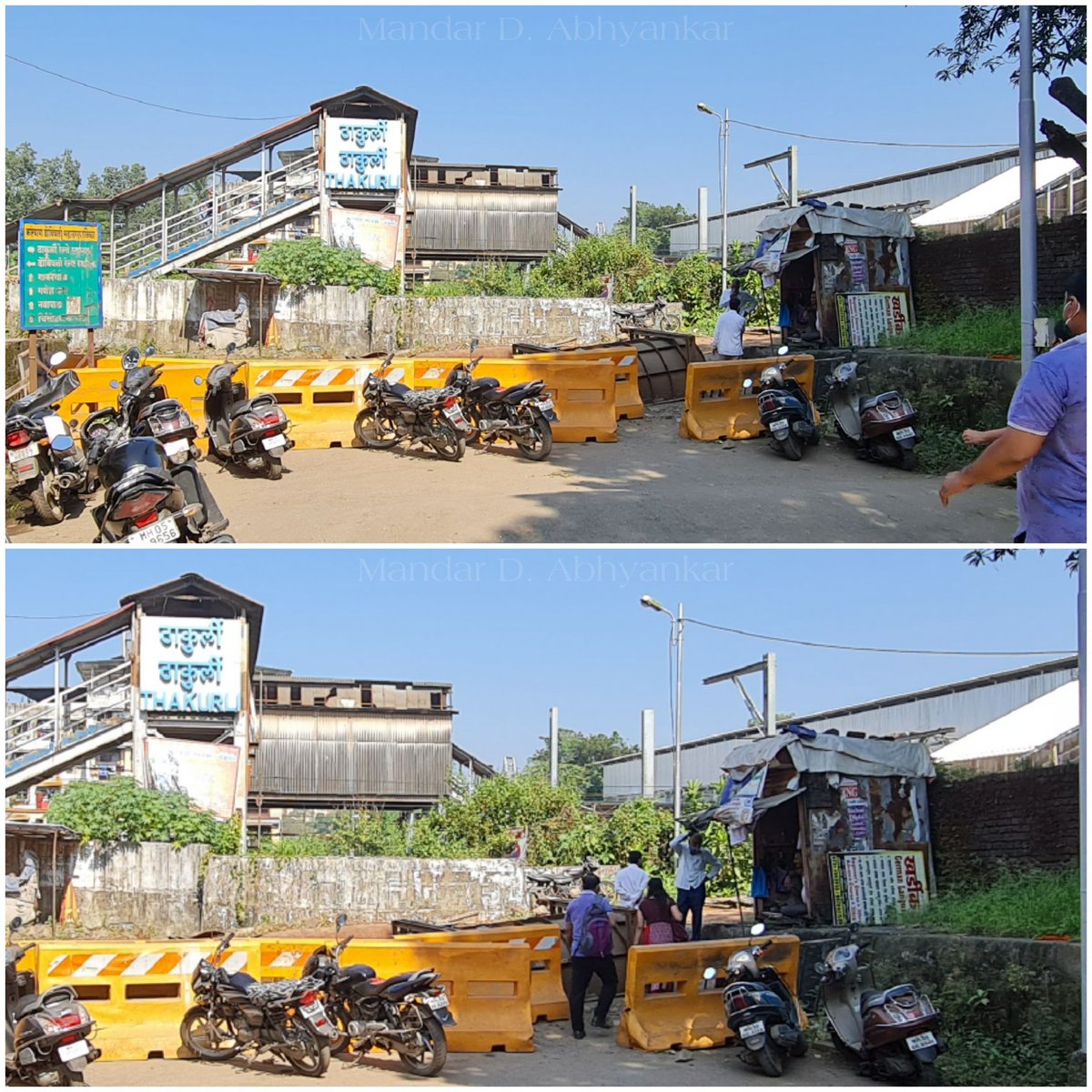 <a href="/Central_Railway/">Central Railway</a> <a href="/drmmumbaicr/">DRM Mumbai CR</a> <a href="/RailMinIndia/">Ministry of Railways</a> <a href="/PiyushGoyalOffc/">Piyush Goyal Office</a> <a href="/PiyushGoyal/">Piyush Goyal</a> <a href="/ShivajiIRTS/">Shivaji M Sutar</a> <a href="/KDMCOfficial/">कल्याण डोंबिवली महानगरपालिका - KDMC</a>
<a href="/smart_kdmc/">SMART KALYAN-DOMBIVLI</a> #Thakurli स्टेशनचा नवीन फूट ओव्हर ब्रिज कधी सुरू होणार ? जुन्या सुरू असलेल्या ब्रिज पर्यंत जाण्यासाठी नागरिकांना अडथळ्यांची शर्यत पार करावी लागत आहे.

<a href="/AmhiDombivlikar/">/आम्ही डोंबिवलीकर 💕 KDMC</a>