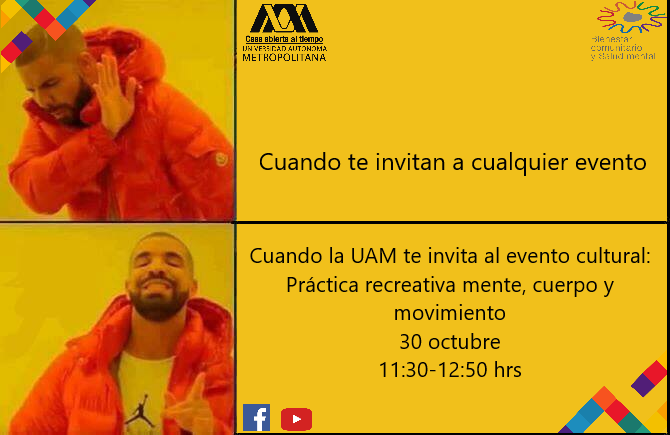 MonitoresUAM's tweet photo. 🗓️Hoy arranca tu día sintonizando el Evento Cultural🧘♂️🧘🧘♀️ que la UAM trae para ti. ¡Te esperamos!
Ligas de acceso: 👀💻
https://t.co/cwVRXAe5S1
https://t.co/cJk8s4hgqB
#ComunidadUAM #COVID19 #BienComunUAM #SaludMental #UAMContigo #Semana9
🥳🧑💻🌈☀️ https://t.co/n4HFPD0N47
