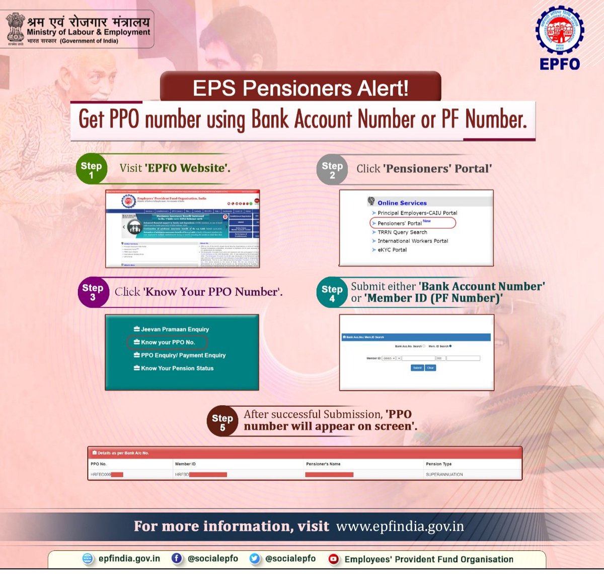 Get PPO number using Bank Account Number or PF Number

#EPFO #SocialSecurity  #HumHainNa #Pension