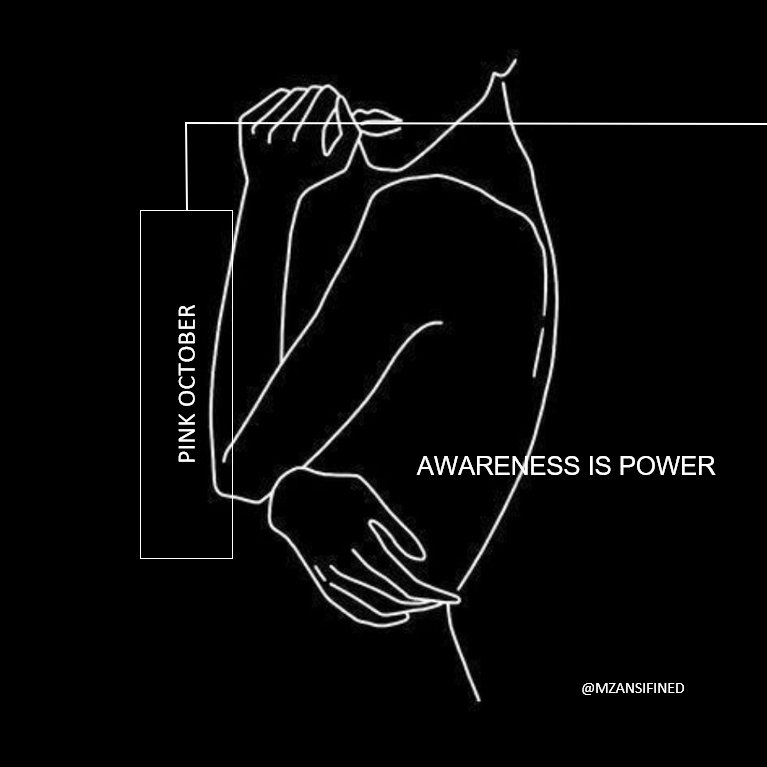 MzansiFinEd's tweet photo. As we come to the end of Breast Cancer Awareness month, we urge you to check yourself before it checks you. Saluting all the warriors fighting this battle. #YouAreTough #YouAreStrong #YouAreCourageous https://t.co/lcQopXmTP9