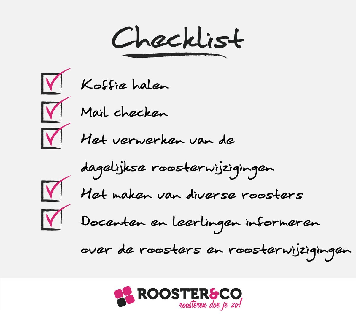 roosterenco's tweet photo. Vandaag is het de dag van de checklist. Wat zijn jouw taken vandaag? Post ze hieronder!
 #dagvandechecklist #afvinken #prioriteiten https://t.co/pClSkO1evT