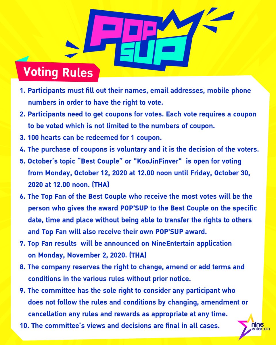 NineEntertain's tweet photo. To. Inter Fans
Voting Rules for POP'SUP Campaign in Application 9Entertain
.
ios : https://t.co/B5lMVmhIAL
android : https://t.co/l4NbhnKyDU
#popsup
#9Entertain https://t.co/BL0EfnAjVI