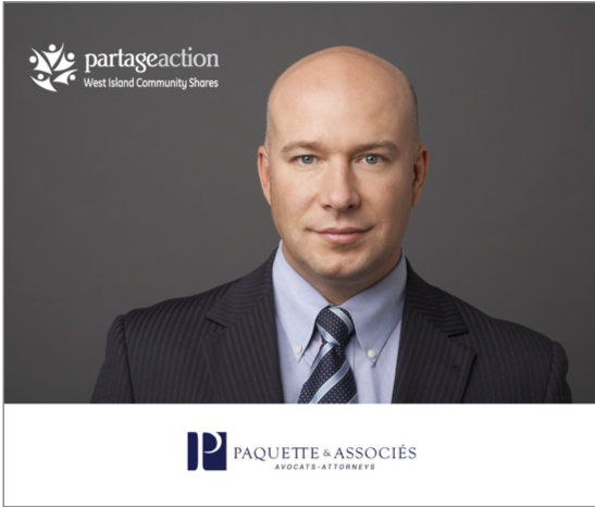 Nous sommes heureux d'annoncer la nomination de Me Jean-René Paquette à titre de président du conseil d'administration de Partage-Action. Me Paquette est associé fondateur du cabinet Paquette &amp; Associés Avocats et siège sur notre conseil d’administration depuis avril 2019.