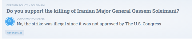 16) @donnaimamTX, House of Reps candidate for Texas—31st districtShe criticized U.S. President Donald Trump for killing Soleimani, described the mass murderer as a “foreign government official,” the same term you would use for the president or prime minister of an country.