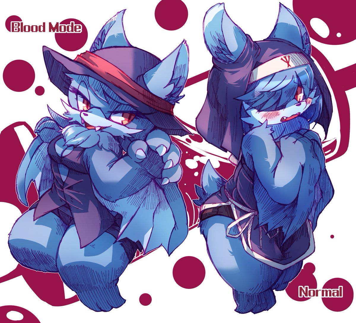 G 創作キャラ コウモリ獣人の女の子 カミラといいます 普段 Normal は前髪で前を隠してる恥ずかしがりやのシスター 血を吸うと Blood Mode 大胆な性格になります 歌う事が得意です