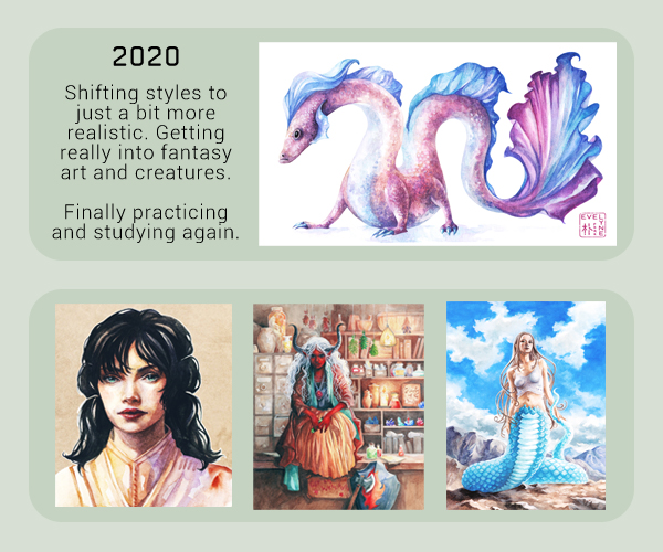 2020 happened and I stopped working so much for branding/storyboarding as a freelancer, and took some time to actually ~practice~ and explore new directions!Really into fantasy art (if only I still had that Gandalf drawing from 2004 for comparison) and gouache!Here we are! :D