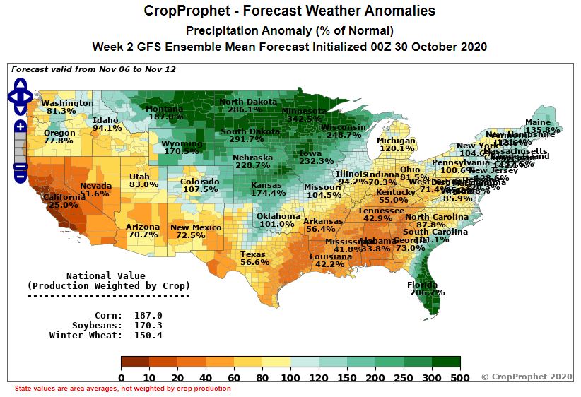 5thWave_tcronin's tweet photo. Folks with harvest left to complete (like myself), it looks like we've got a window from now through next week before things move back wetter and cooler according to both the GFS and Euro from @CropProphet 

Make hay while the sun is shining everybody. $ZS_F $ZC_F https://t.co/YZVRf0vZpR