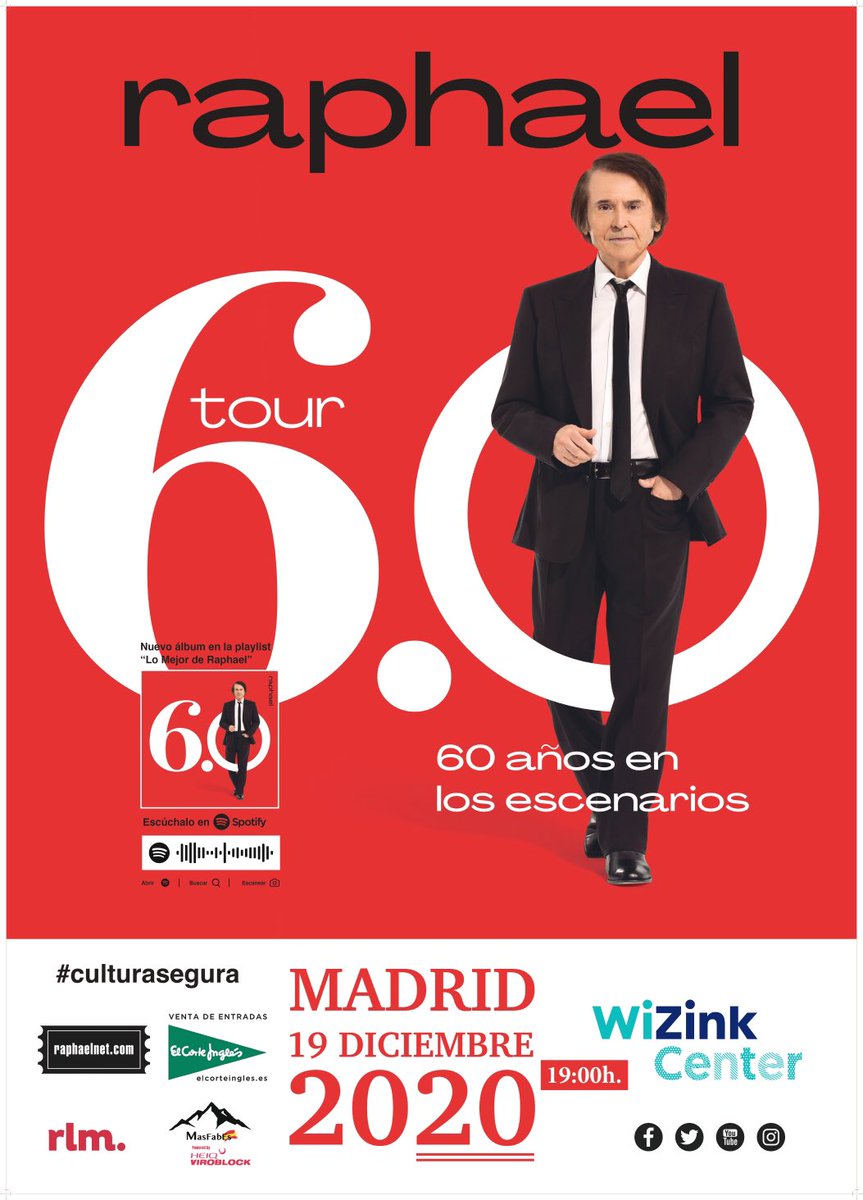 Querid@s tod@s,
ya tenéis disponibles en https://t.co/J3JIXxdXVh las entradas para la gran cita que tenemos el 19 de diciembre en el @WiZinkCenter para comenzar a celebrar junt@s mis primeros 60 años en los escenarios.
Ganas inmensas de veros a tod@s!!
#Raphael60 #CulturaSegura https://t.co/5G5v1R8v5j