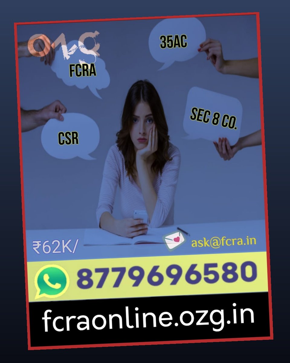 OzgLawIndia's tweet photo. ✅ #FCRA ✅ #35AC ✅ #Sec8Co. ✅ #CSR One Stop Solutions with round the clock support.
#OzgLaw #CompanyRegistration #Section8Company #FcraRegistration #NGORegistration #FCRAonline #35AcRegistration #Registration #OzgLawyers #CSRfoundation #CSRaudit #OzgSystems #Ozg #CSRfunds https://t.co/d7kFVsLHsd
