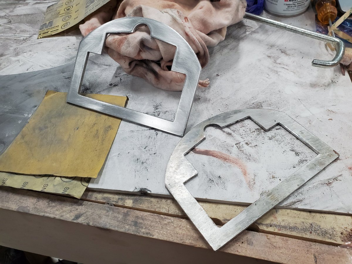 droidboy's tweet photo. Picked up a handful of parts from the plasma cutter today.  They don't come out nearly as clean as I'm used to with the laser but they clean up nice never the less...plus for the price it was worth the extra elbow grease for these parts.  All this for $70.  Not too shabby. https://t.co/2wwq9B9Ben
