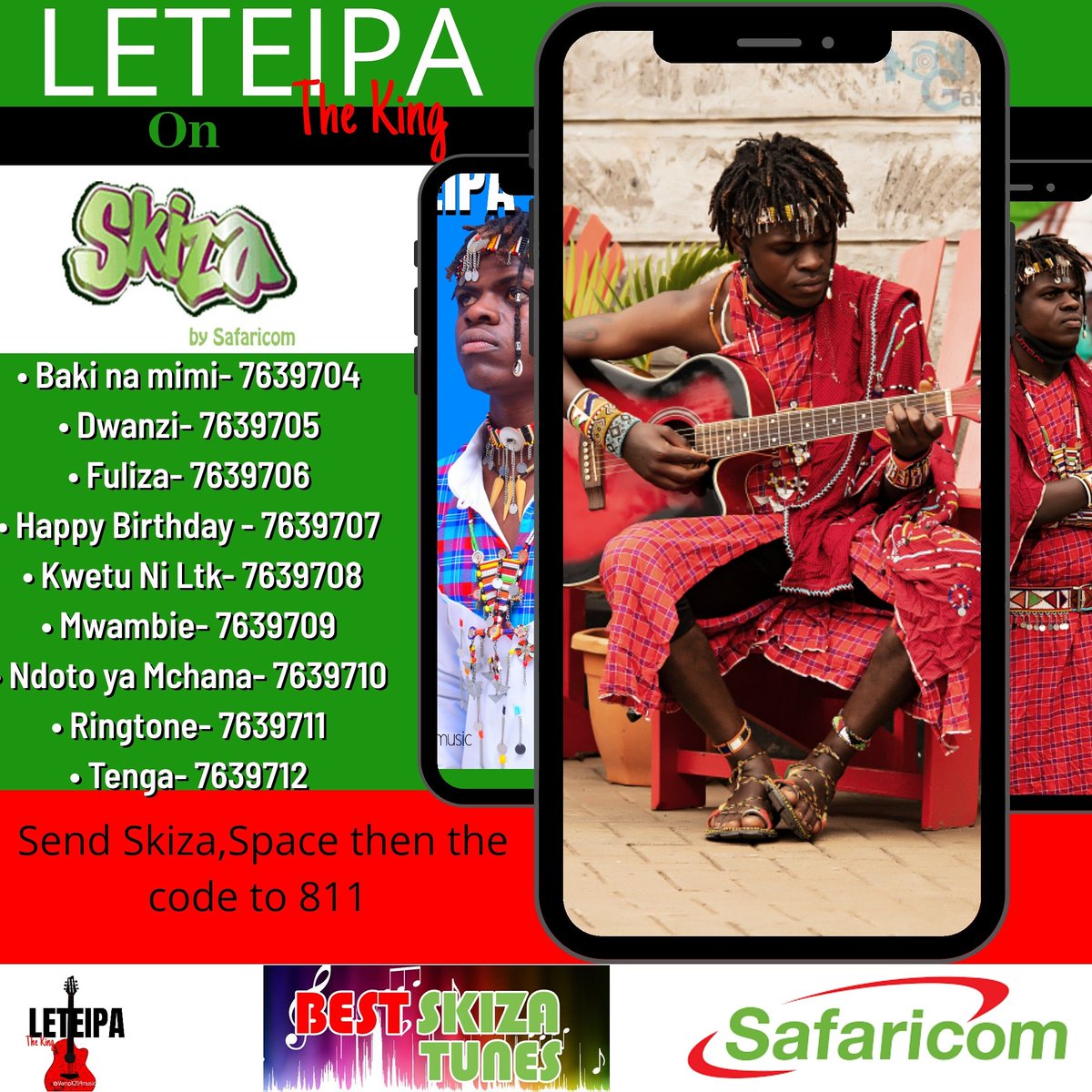 LeteipatheKing's tweet photo. Entertain your callers with VampK254 music as your skiza tune...
Send Skiza (Space) (Code) to 811
#Leteipatheking
#VampK254music
#TeipasLyrics
#TeipasLomon
#SwahiliFlavour
#254Flow
#LyriclyElevated
#Skizatune
#Skiza https://t.co/bNoT9StKdQ