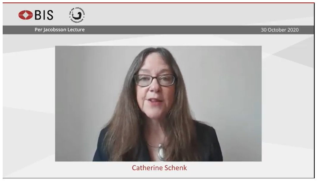 BIS_org's tweet photo. Looking at the #GFC and the response to #Covid19, it seems that central bankers have already learned from history about the importance of cooperation to ensure adequate #DollarLiquidity around the world: Schenk #PerJacobssonLecture https://t.co/DfHsFZXIVs