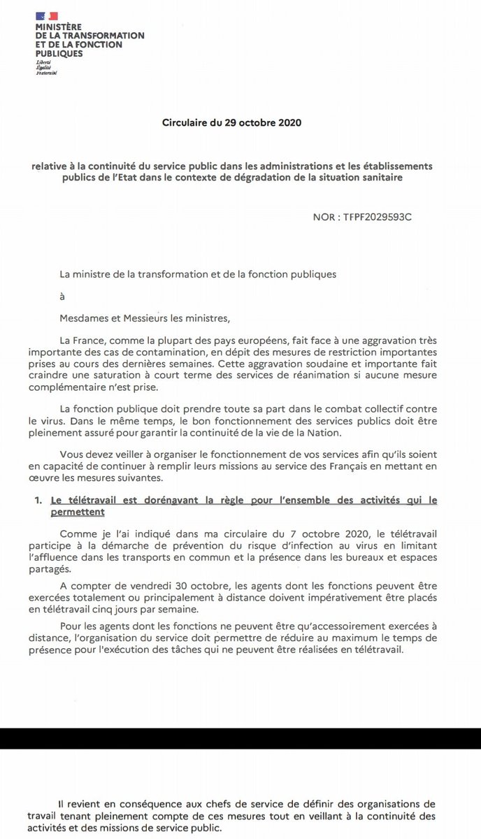 Dans le public, la circulaire du ministère de la transformation et de la fonction publiques du 29 octobre est également explicite.