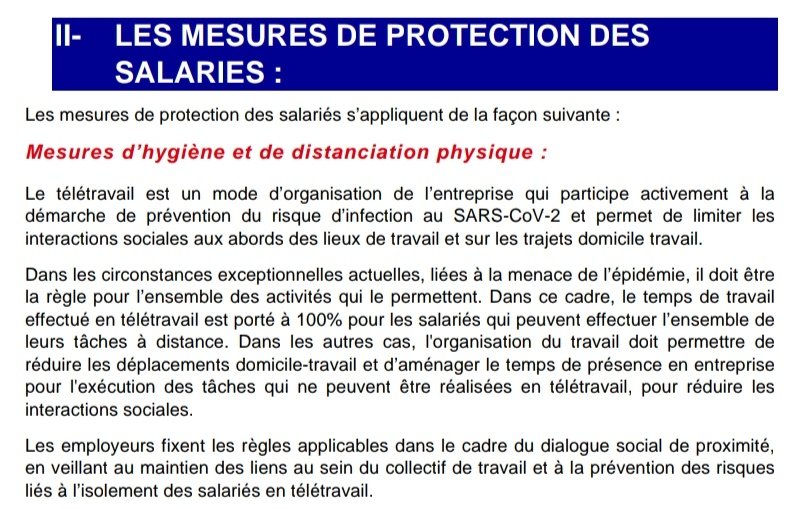 Dès lors, il faut mobiliser cet outil et le brandir autant que possible dans vos réunions avec vos directions, directement par les salarié·es ou via les organisations syndicales et/ou représentants du personnel. Sur le télétravail, c'est page 5 :