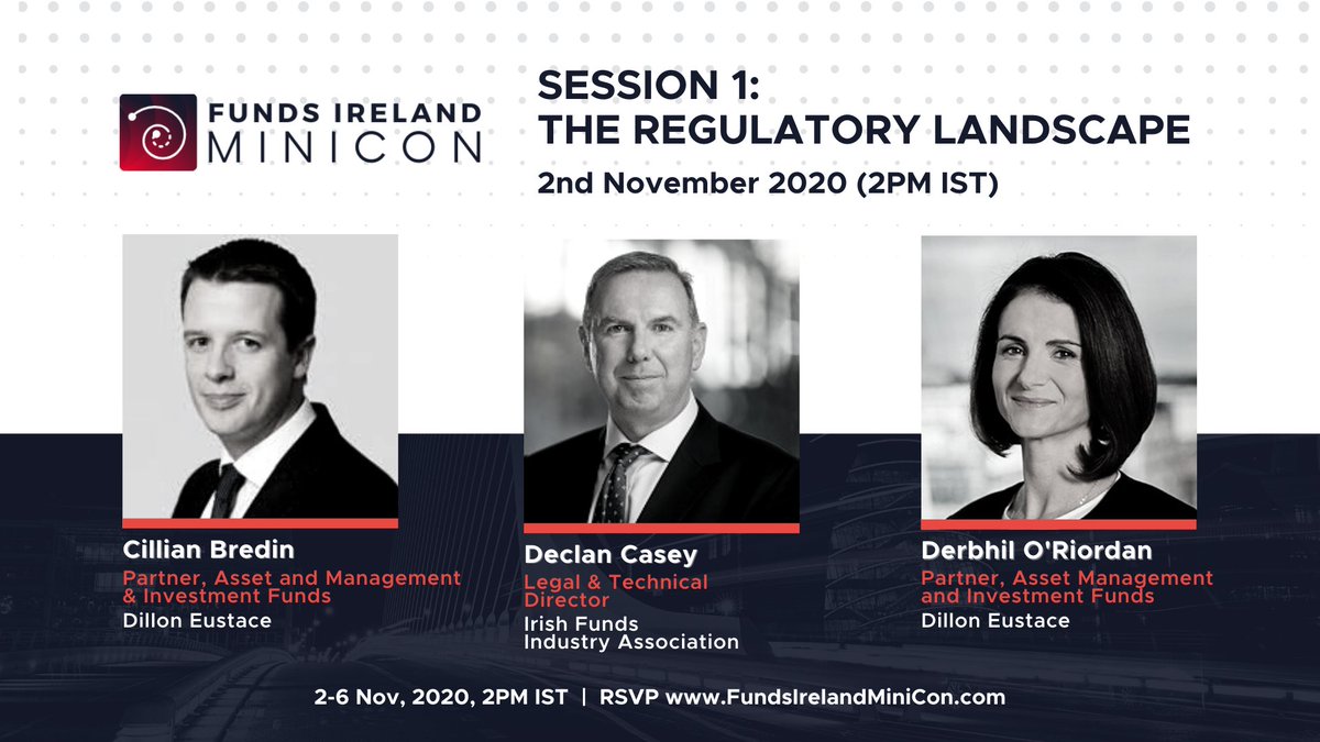 FIMCupdates's tweet photo. #FIMC2020 Day 1, 2nd Nov at 2 PM

Join us for a concise, in depth look at the (new) Regulatory Landscape and also with us are Cillian Bredin and Derbhil O'Riordan of Dillon Eustace, and Declan Casey of the Irish Funds Industry Association.

RSVP https://t.co/SrkCgBwF8Y https://t.co/MT9HCYFAkr