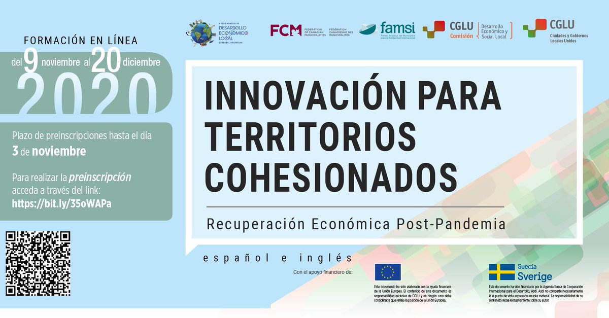 UclgLed's tweet photo. Quieres compartir experiencias y aprender buenas prácticas sobre #LED frente al #COVID19❓
No pierdas la oportunidad, inscríbete en nuestra formación👉 https://t.co/zu5ddG0saf antes del 3/11
#Listen2Cities #localgov #TransformativeEconomies #BeyondTheOutbreak #LearningWithUclg https://t.co/ekylUV9JUU