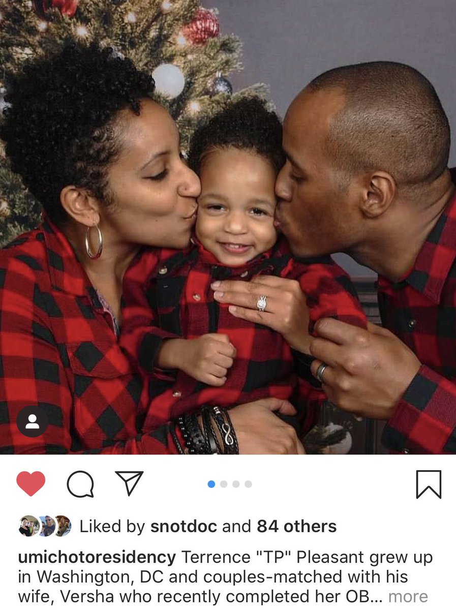 dockellym's tweet photo. Dr Pleasant gets 2 pics bc his family is awesome and impressive too! Dr Versha Pleasant is a clinical lecturer @UMichOBGYN_Res and their son is still considering his choices for med school in 2042 or thereabouts! #MedStudentTwitter #virtualotomatch #ilooklikeasurgeon #GoBlue https://t.co/Q7LWvAPRyG