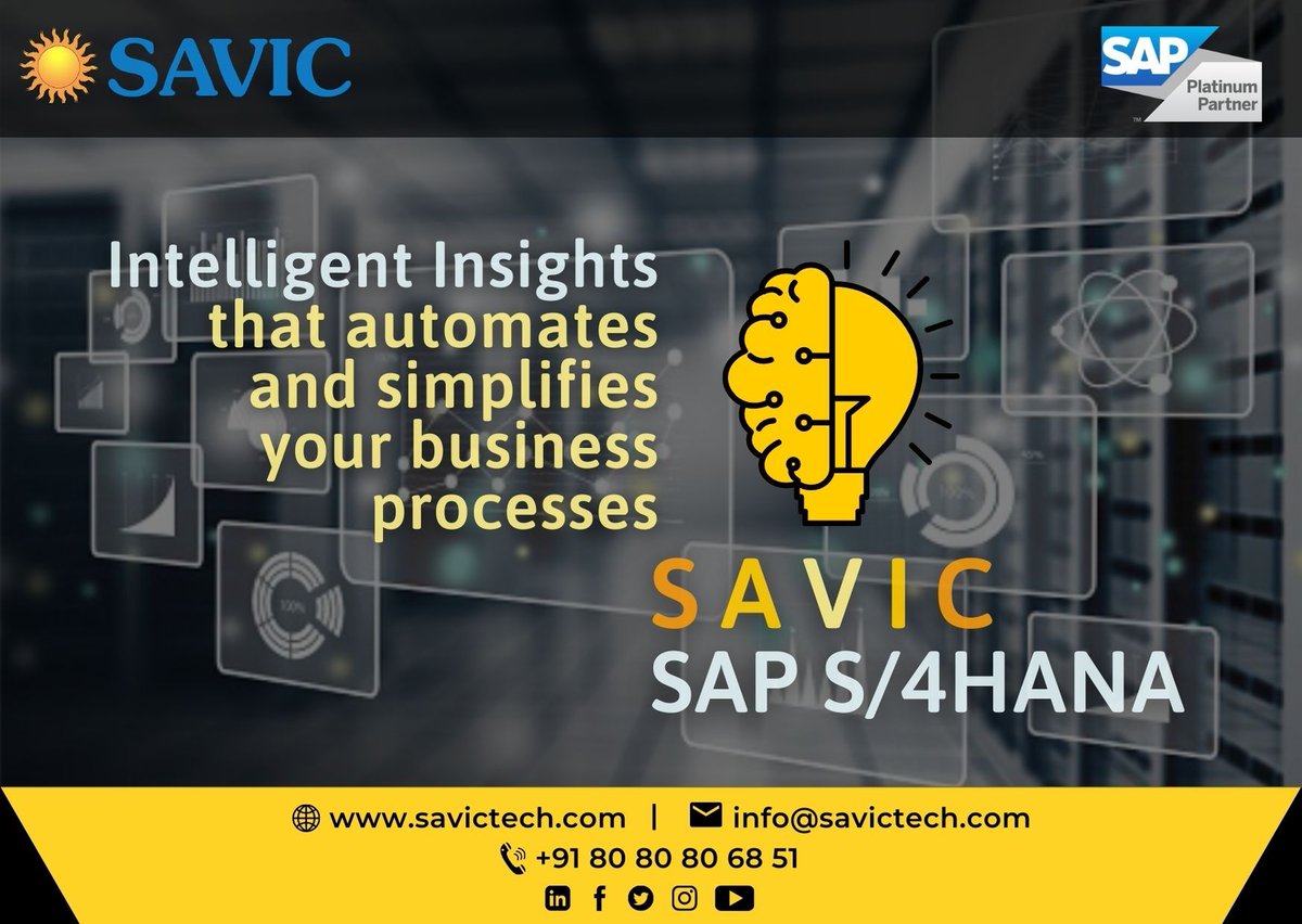 savictechnology's tweet photo. Make Intelligent Decisions With SAVIC SAP S/4HANA
#SAP #SAPPlatinumPartner #SAVICtech #CoreERP #DigitalCore #AI #S4HANA https://t.co/fqSa1r61LO