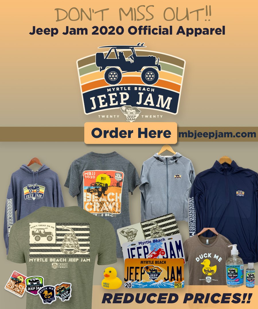 Get your #MBJJ2020 Merch before it's too late!👕

 stores.inksoft.com/jeep_jam_2020 

#limitedsupply #mbjj #myrtlebeachjeepjam