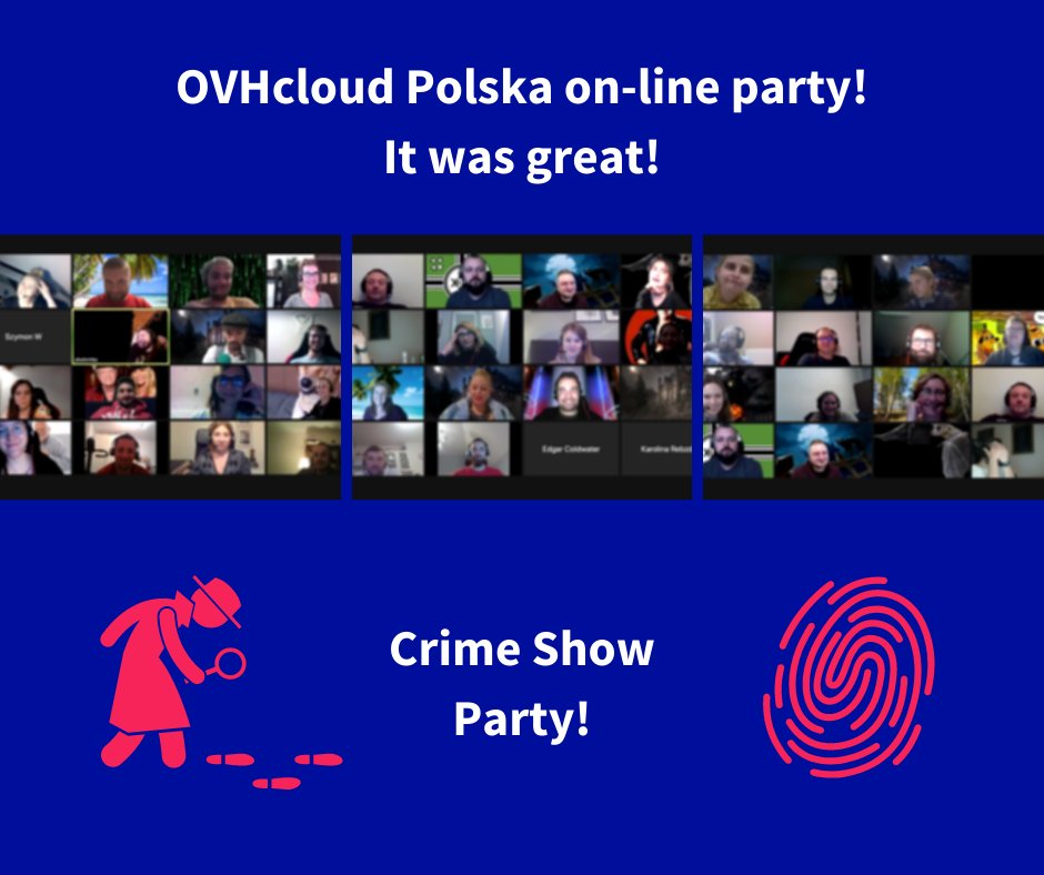 OVHcloud_PL's tweet photo. Wczoraj odbyło się Crime Show Party, impreza integracyjna #OVHcloud!
Dziękujemy za obecność, super animację i starter pack;)
Gratulacje dla wygranych! https://t.co/cAvrJUdrU4