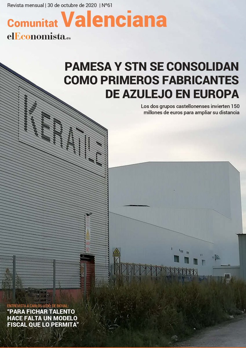 Los planes de los dos mayores fabricantes de #azulejo de #Castellón, de <a href="/Nunsys/">NUNSYS</a>, del hub tecnológico @GoHubTech o del cluster <a href="/BIOVAL_es/">BIOVAL</a>, en la revista de octubre #ComunitatValenciana de <a href="/elEconomistaCV/">elEconomistaCV</a>