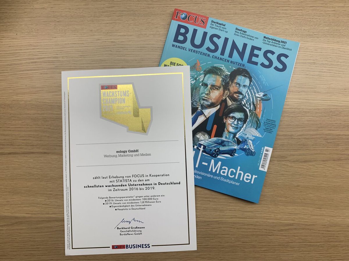 axelscheuering's tweet photo. Meine Company eology gehört zu den 500 wachstumsstärksten Unternehmen Deutschlands. Vielen Dank an alle, die das ermöglichen und Glückwunsch an jeden einzelnen von eology! :-) https://t.co/71pWAwKhnm