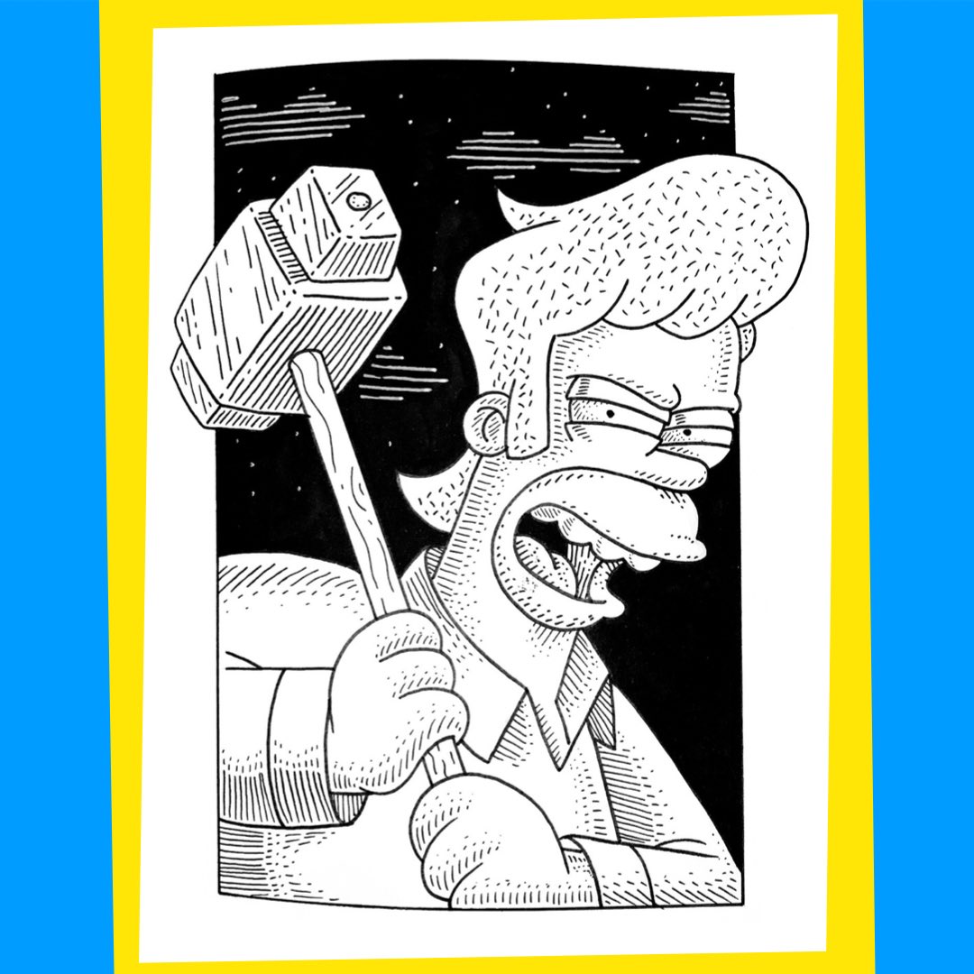 JamieBCartoons's tweet photo. Inktober Day 30

The Simpsons Treehouse of Horror: Evil Wig Homer

#inktober #inktober2020 #inktoberchallenge #inktoberday30 #inkdrawing #thesimpsons #thesimpsonsart #characterdesign #illustration #sketch #treehouseofhorror #inkhomer #dtiys #drawthisinyourstyle #halloween https://t.co/W0f7BLpbTI