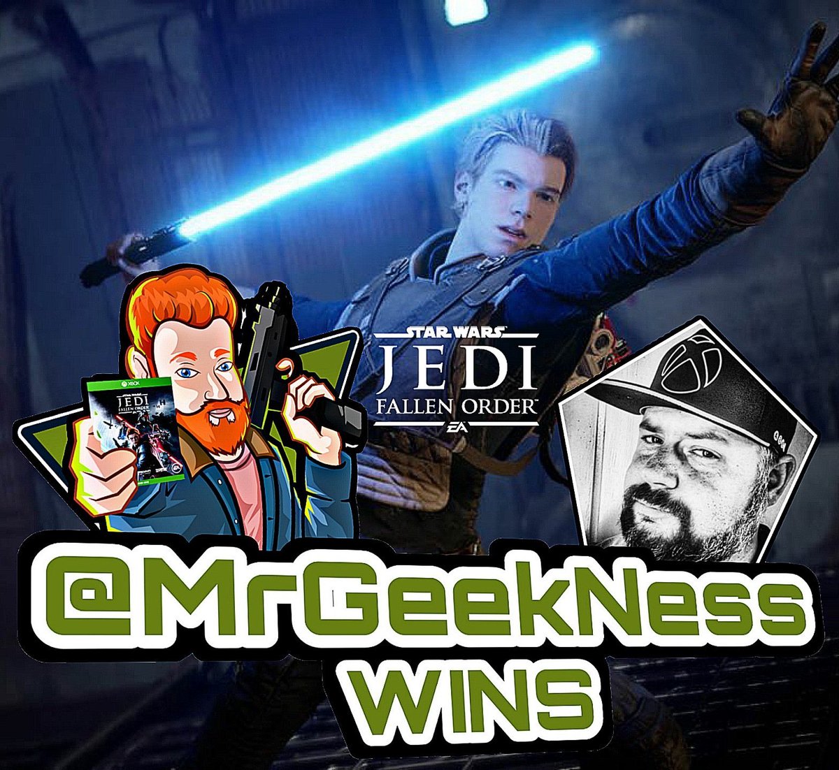 JackPlaysGames_'s tweet photo. The Winner of  the Star Wars Jedi Fallen order giveaway is...

@MrGeekNess 

Congratulations... I’ll be in touch via DM to send you your code. 
@XboxMAD @XBM_Network 
#XboxMAD 

I’ll be sure to do more giveaways in the future too 💚 https://t.co/u0KOC42Isd