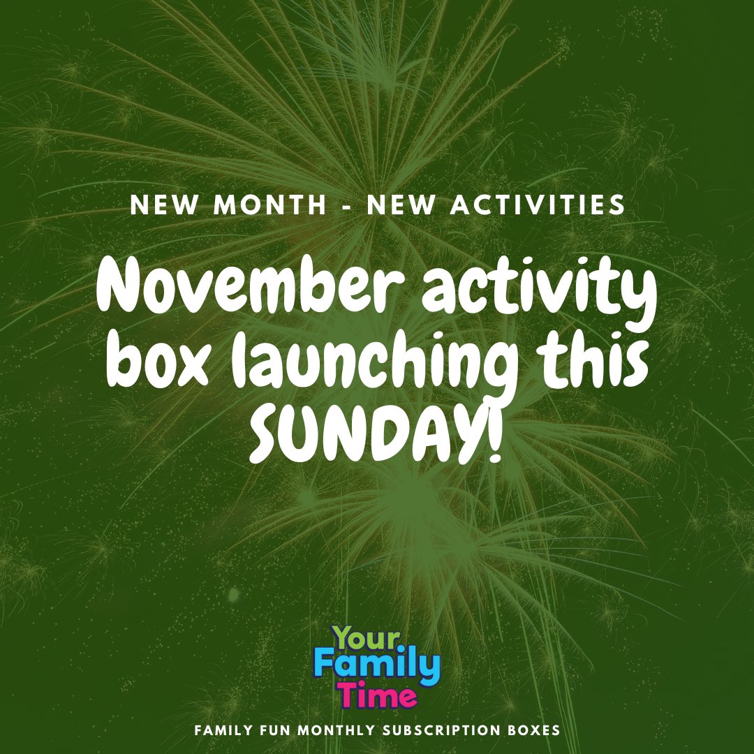 We are SO excited to launch our new box of activities this Sunday, 1st November. Watch this space 👀 

Until then, there’s still time to shop our Halloween box and our baking and games box too - yourfamilytime.co.uk/choose-a-box/

#subscriptionboxes #activitiesforkids #familytime