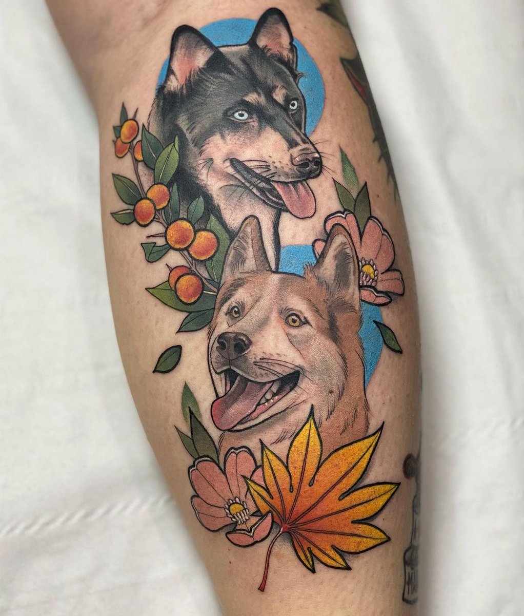 Neo traditional dog portrait tattoo done by our artist André Vasquez Call  us today 351 962 481 652  Dog portrait tattoo Traditional tattoo dog  Dog tattoos