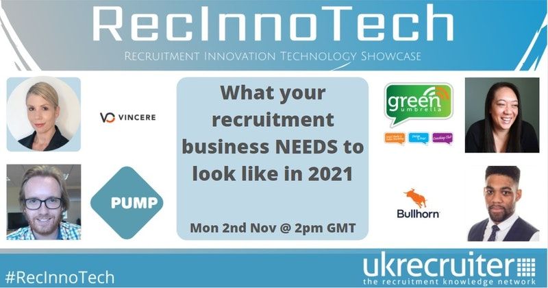 PumpRecruits's tweet photo. I'm going to be talking about #Agile #TechIntensity #DigitalTransformation and #Microsoft on Monday at 2pm on UK Recruiter's #RecInnoTech live chat show. The title is 'What your recruitment business NEEDS to look like in 2021.' https://t.co/liFWNxv2H6 https://t.co/f9xizxvZOp